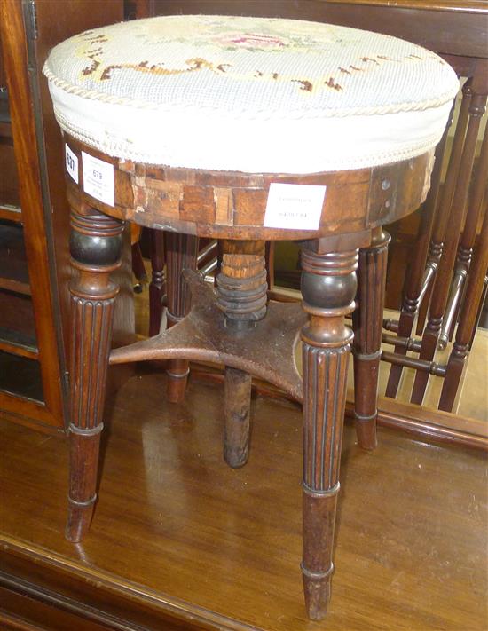 Victorian mahogany revolving piano stool(-)